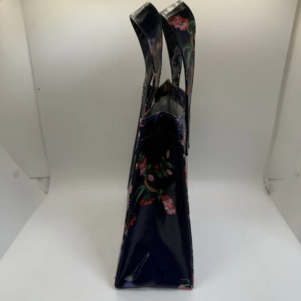 Cath Kidston Navy Blue Birds FloralSmall Book Bag Tote Coated Canvas London - Picture 3 of 10